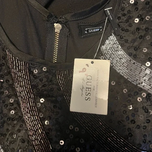 Guess Black and Silver Sequin Mini Party Dress - Picture 6 of 6
